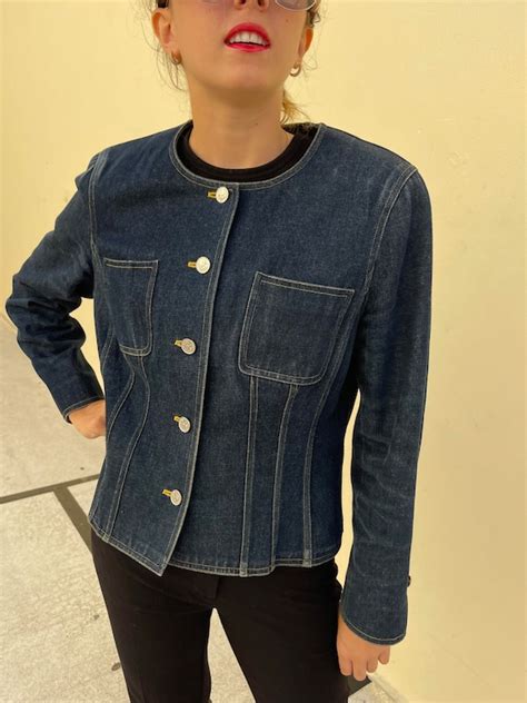 vintage chanel jacket ebay|Vintage Chanel jean jacket.